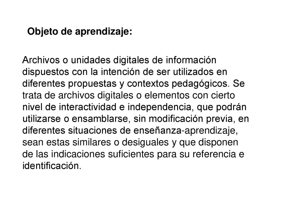 Concepción de integración de las TIC en el PEA Objeto de aprendizaje: