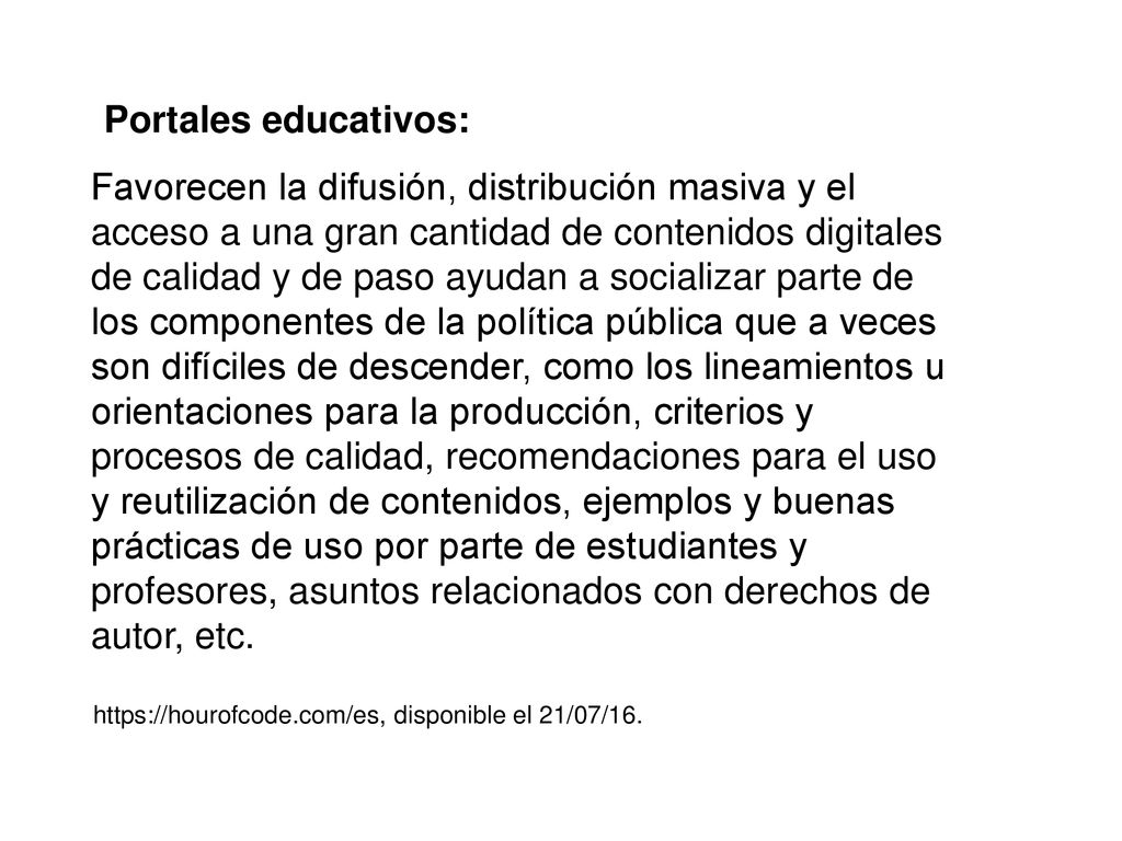 Concepción de integración de las TIC en el PEA Portales educativos: