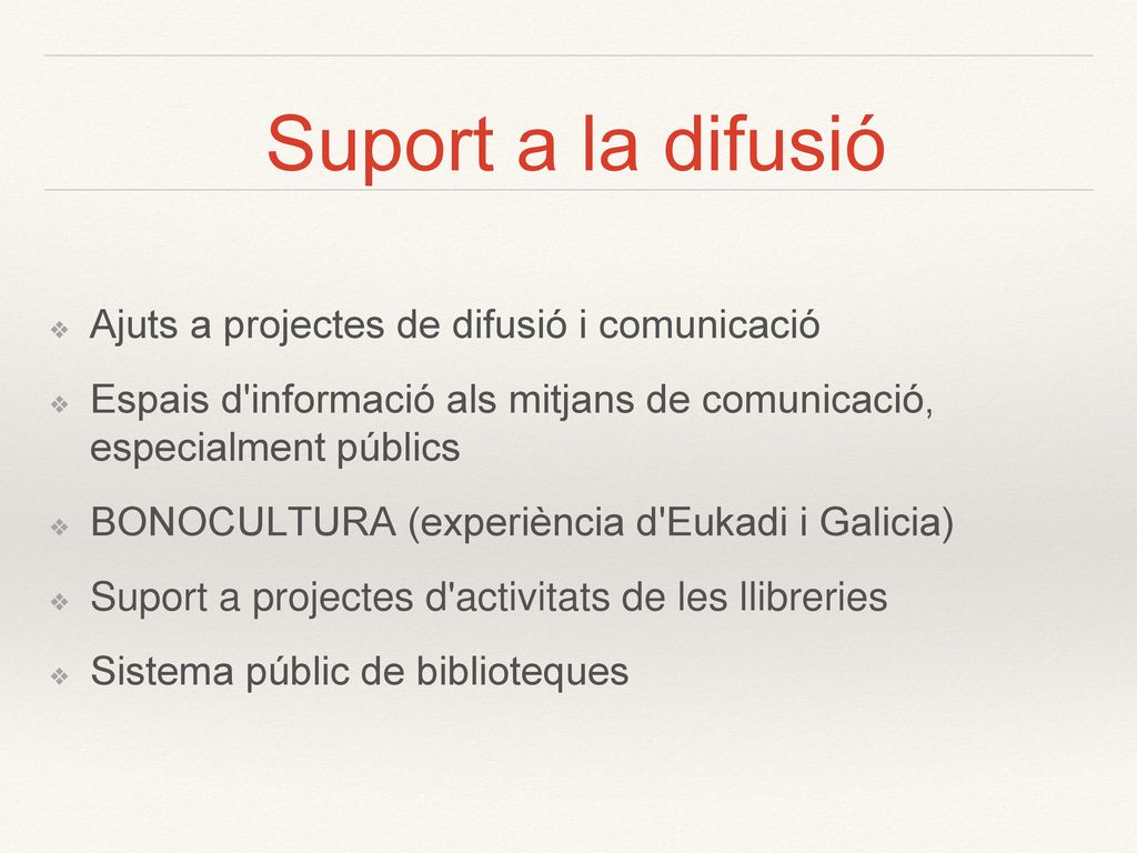 Suport a la difusió Ajuts a projectes de difusió i comunicació