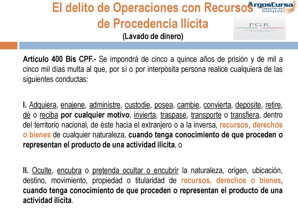 El delito de Operaciones con Recursos de Procedencia Ilícita (Lavado de dinero)