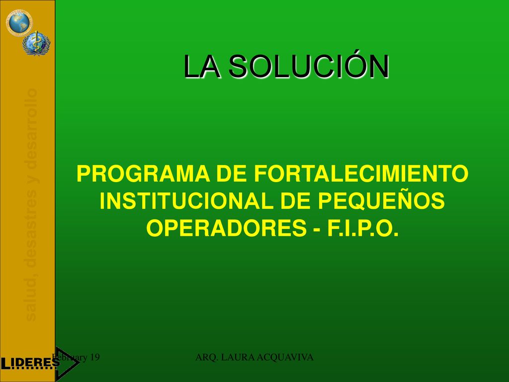 LA SOLUCIÓN PROGRAMA DE FORTALECIMIENTO INSTITUCIONAL DE PEQUEÑOS OPERADORES - F.I.P.O. February 19.