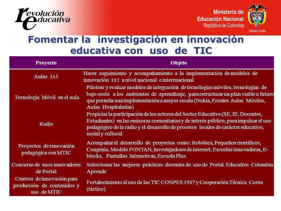 Fomentar la investigación en innovación educativa con uso de TIC