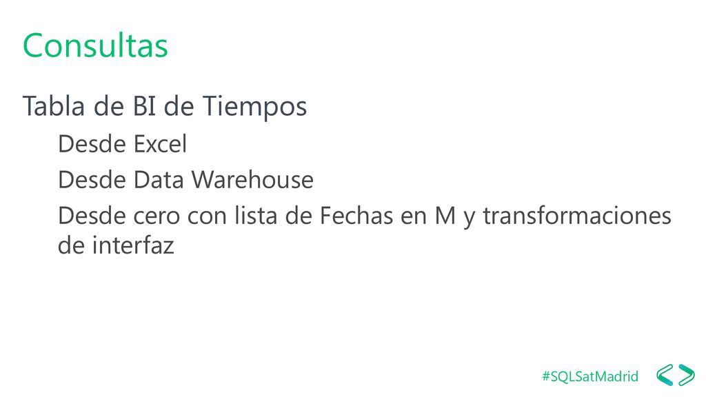 Consultas Tabla de BI de Tiempos Desde Excel Desde Data Warehouse
