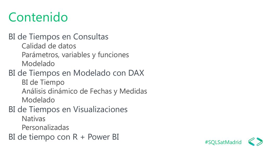 Contenido BI de Tiempos en Consultas BI de Tiempos en Modelado con DAX