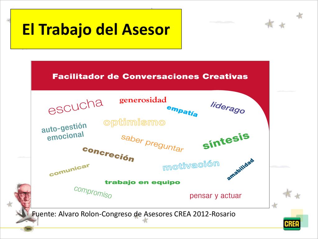 El Trabajo del Asesor Fuente: Alvaro Rolon-Congreso de Asesores CREA 2012-Rosario