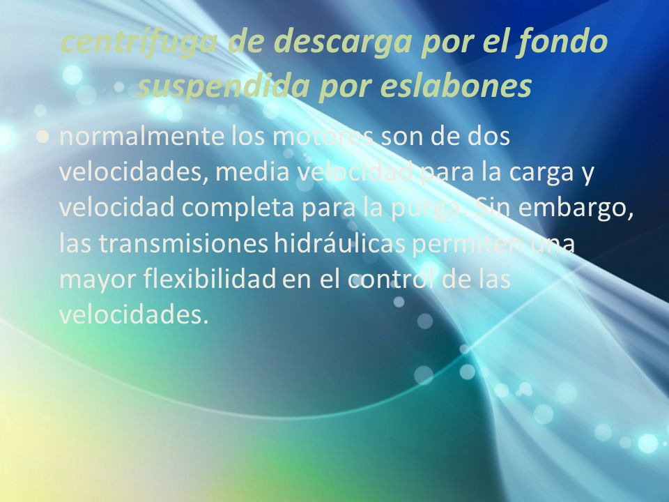 centrífuga de descarga por el fondo suspendida por eslabones