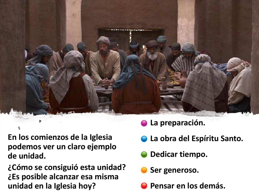 La preparación. La obra del Espíritu Santo. Dedicar tiempo. Ser generoso. Pensar en los demás.