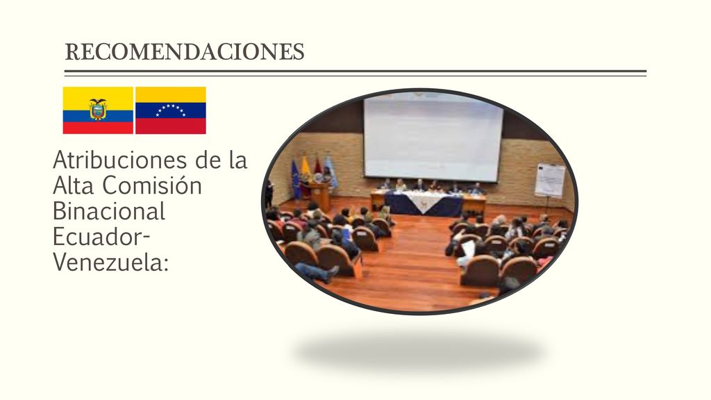RECOMENDACIONES Atribuciones de la Alta Comisión Binacional Ecuador- Venezuela: