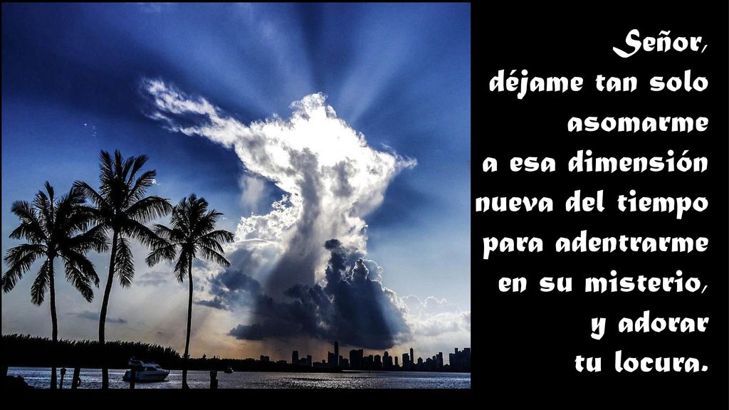 Señor, déjame tan solo. asomarme. a esa dimensión. nueva del tiempo. para adentrarme. en su misterio,