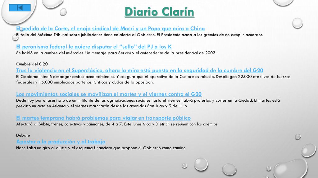 Diario Clarín El pedido de la Corte, el enojo sindical de Macri y un Papa que mira a China.