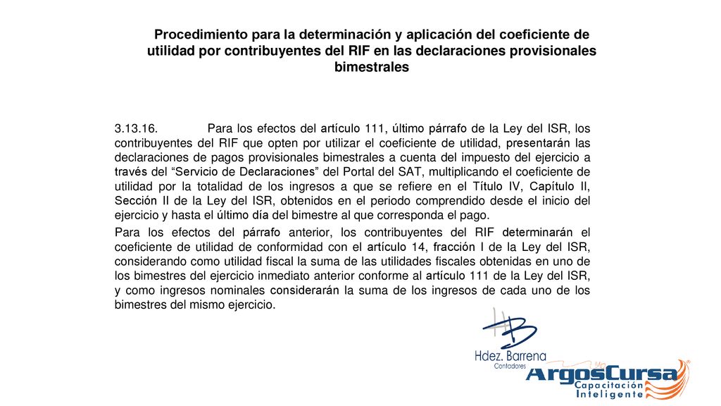 Procedimiento para la determinación y aplicación del coeficiente de utilidad por contribuyentes del RIF en las declaraciones provisionales bimestrales