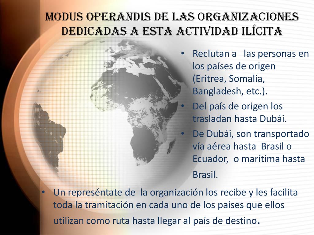 MODUS OPERANDIS DE LAS ORGANIZACIONES DEDICADAS A ESTA ACTIVIDAD ILÍCITA