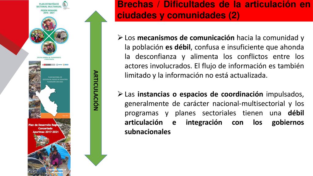 Brechas / Dificultades de la articulación en ciudades y comunidades (2)