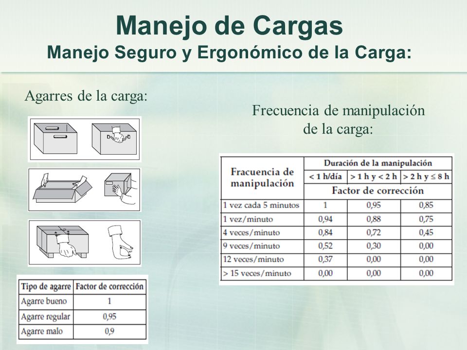 Manejo de Cargas Manejo Seguro y Ergonómico de la Carga: