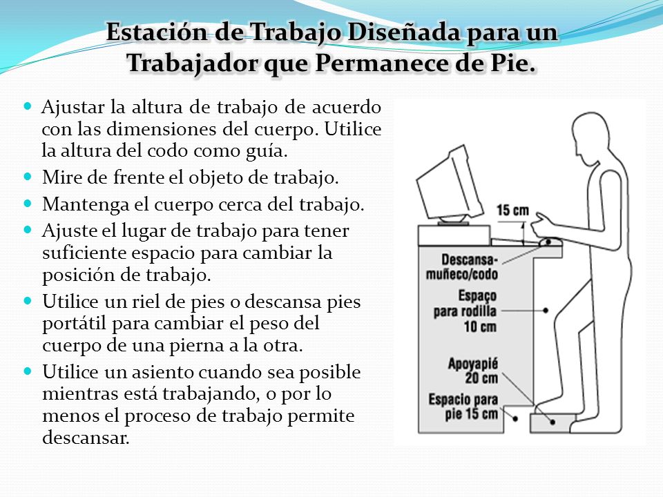 Estación de Trabajo Diseñada para un Trabajador que Permanece de Pie.