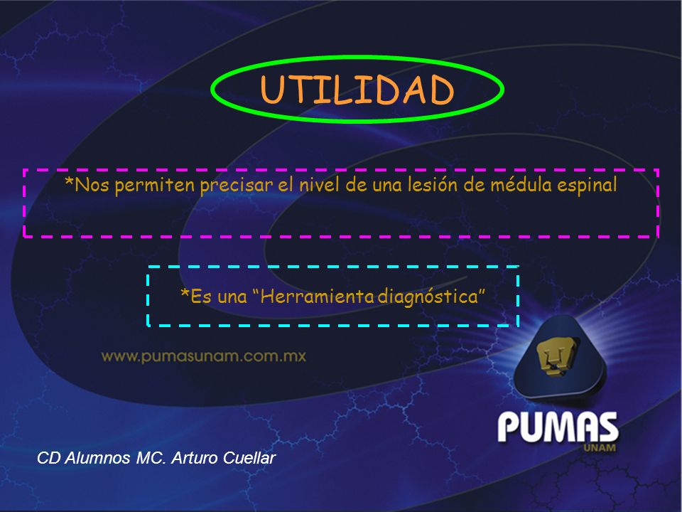 UTILIDAD *Nos permiten precisar el nivel de una lesión de médula espinal. *Es una Herramienta diagnóstica