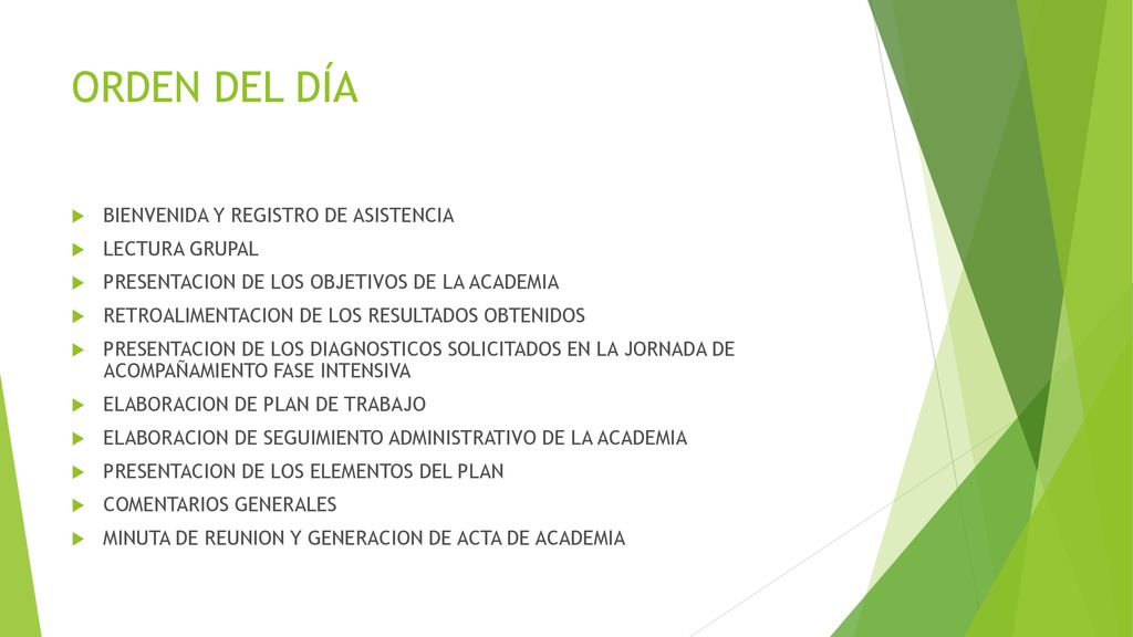 ORDEN DEL DÍA BIENVENIDA Y REGISTRO DE ASISTENCIA LECTURA GRUPAL