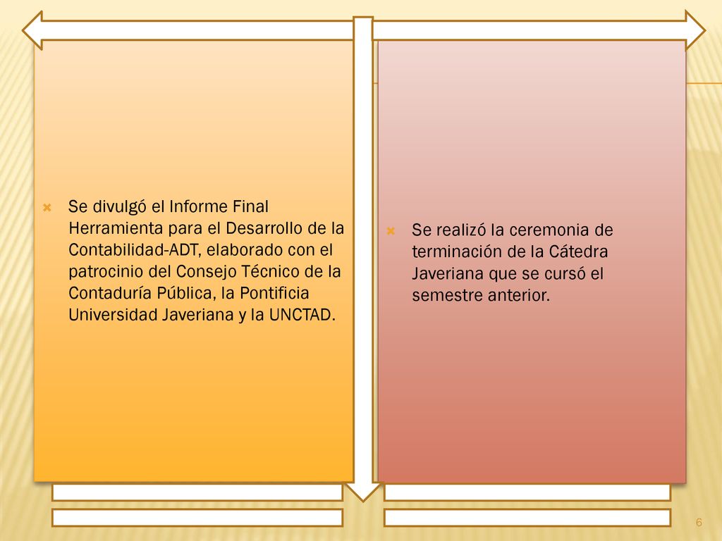 Se divulgó el Informe Final Herramienta para el Desarrollo de la Contabilidad-ADT, elaborado con el patrocinio del Consejo Técnico de la Contaduría Pública, la Pontificia Universidad Javeriana y la UNCTAD.