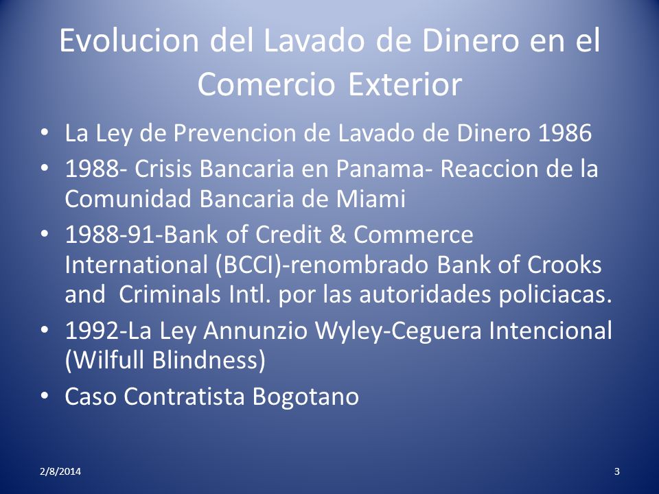 Evolucion del Lavado de Dinero en el Comercio Exterior