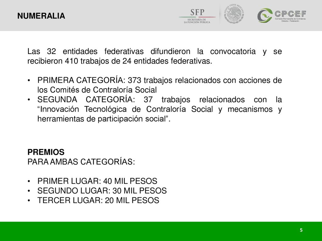NUMERALIA Las 32 entidades federativas difundieron la convocatoria y se recibieron 410 trabajos de 24 entidades federativas.