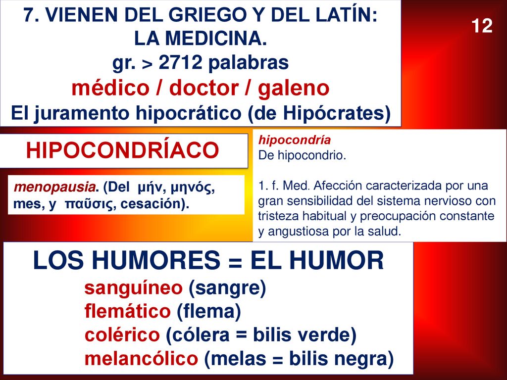 LOS HUMORES = EL HUMOR médico / doctor / galeno HIPOCONDRÍACO