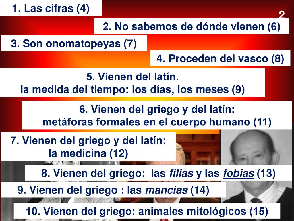 2 1. Las cifras (4) 2. No sabemos de dónde vienen (6)