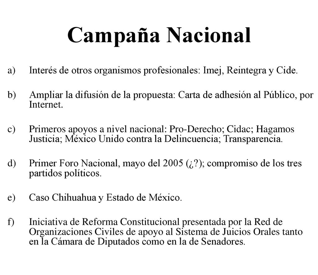 Campaña Nacional Interés de otros organismos profesionales: Imej, Reintegra y Cide.