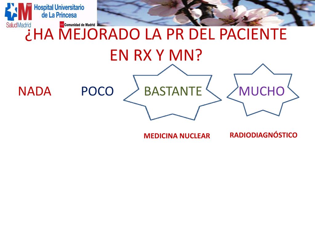 ¿HA MEJORADO LA PR DEL PACIENTE EN RX Y MN