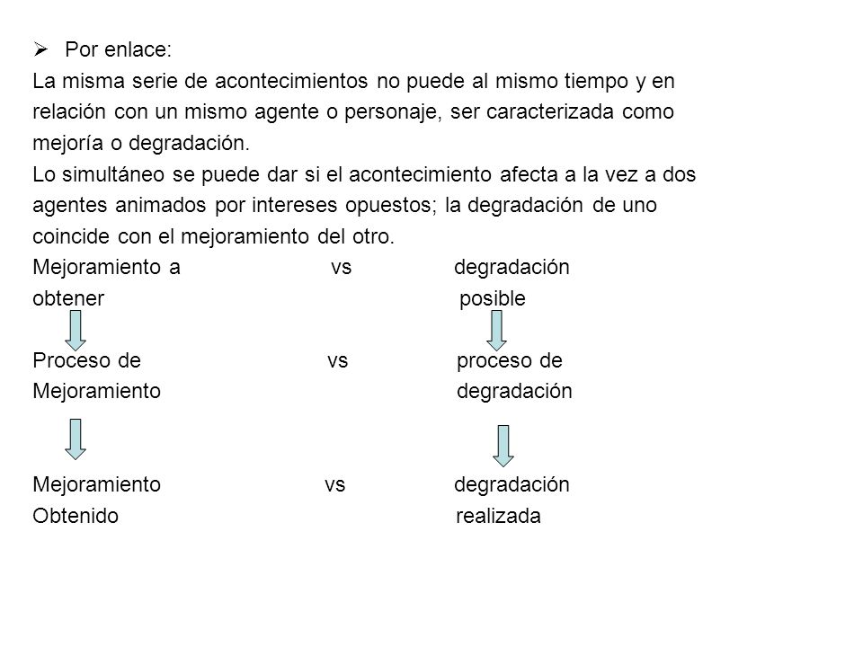 Por enlace: La misma serie de acontecimientos no puede al mismo tiempo y en. relación con un mismo agente o personaje, ser caracterizada como.