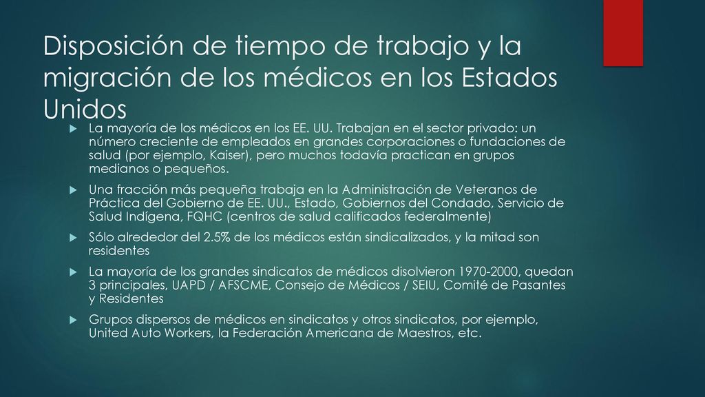 Disposición de tiempo de trabajo y la migración de los médicos en los Estados Unidos