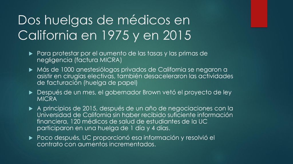 Dos huelgas de médicos en California en 1975 y en 2015
