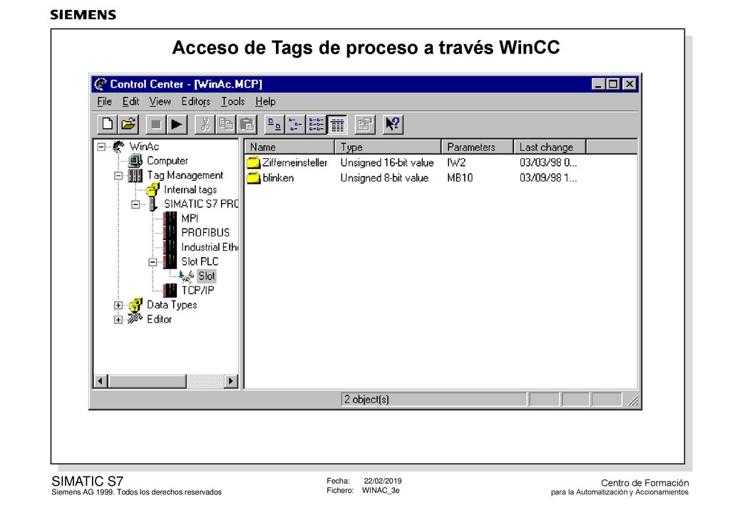 Acceso de Tags de proceso a través WinCC