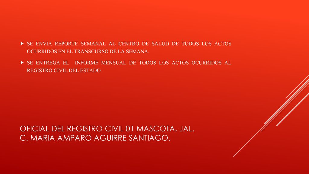 SE ENVIA REPORTE SEMANAL AL CENTRO DE SALUD DE TODOS LOS ACTOS OCURRIDOS EN EL TRANSCURSO DE LA SEMANA.