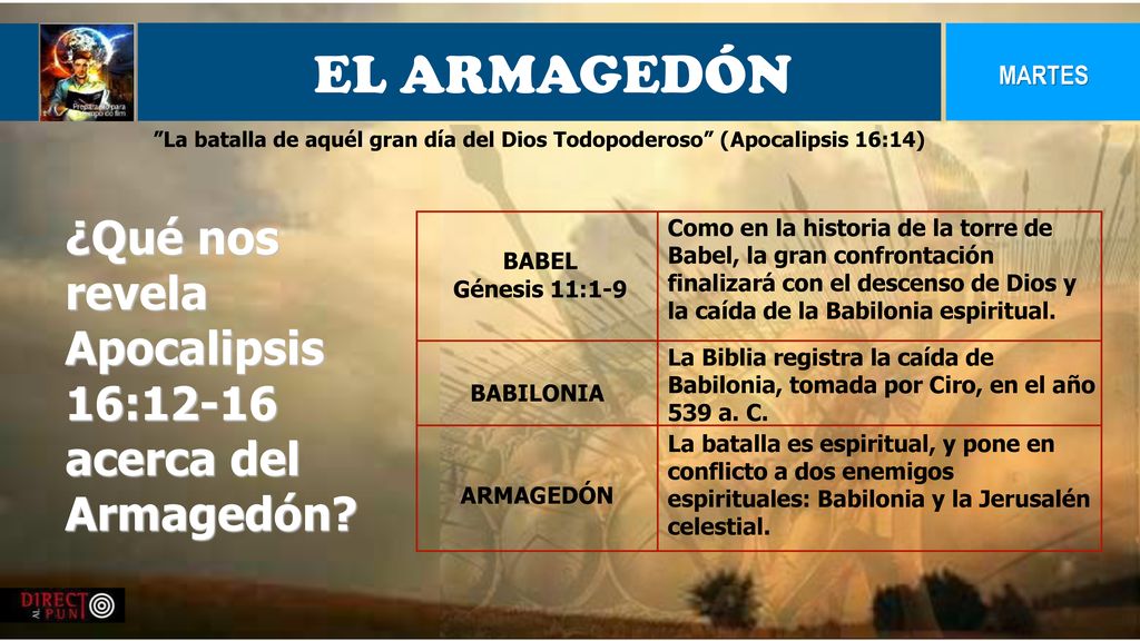 LIÇÃO 12. EL ARMAGEDÓN. MARTES. La batalla de aquél gran día del Dios Todopoderoso (Apocalipsis 16:14)