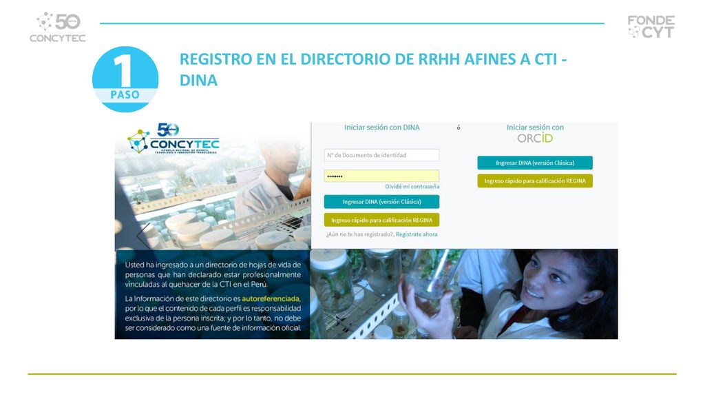 REGISTRO EN EL DIRECTORIO DE RRHH AFINES A CTI -DINA
