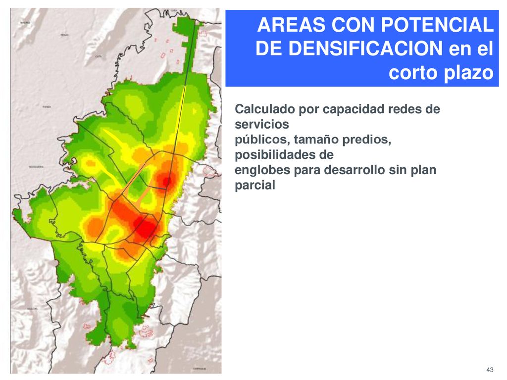 AREAS CON POTENCIAL DE DENSIFICACION en el corto plazo