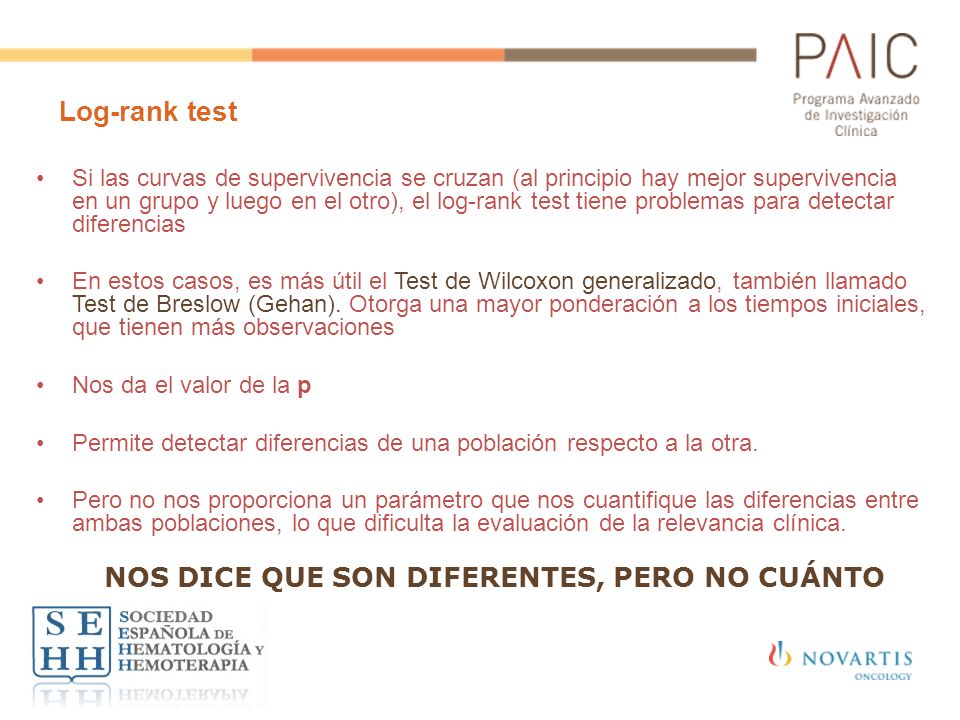 Log-rank test NOS DICE QUE SON DIFERENTES, PERO NO CUÁNTO