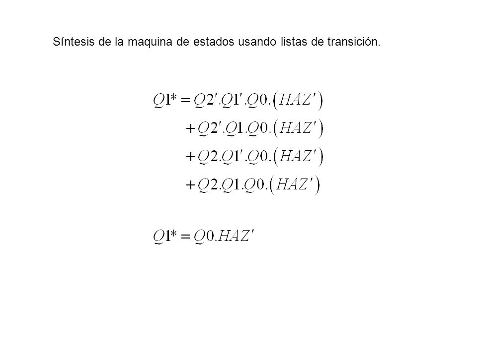 Síntesis de la maquina de estados usando listas de transición.