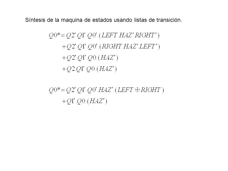 Síntesis de la maquina de estados usando listas de transición.