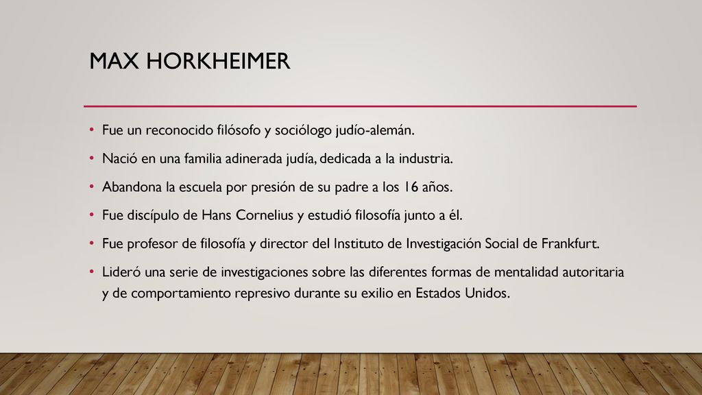 Max Horkheimer Fue un reconocido filósofo y sociólogo judío-alemán.