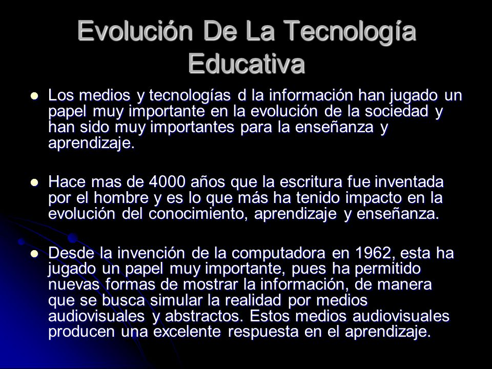 Evolución De La Tecnología Educativa
