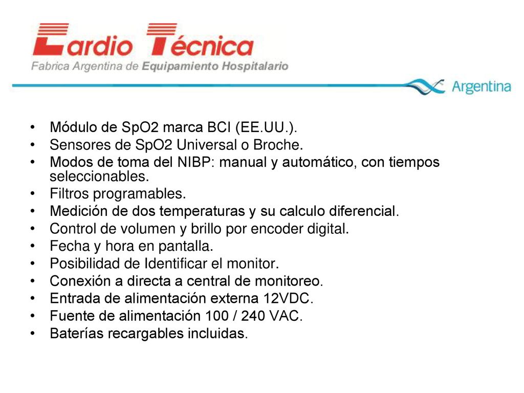 Módulo de SpO2 marca BCI (EE.UU.).