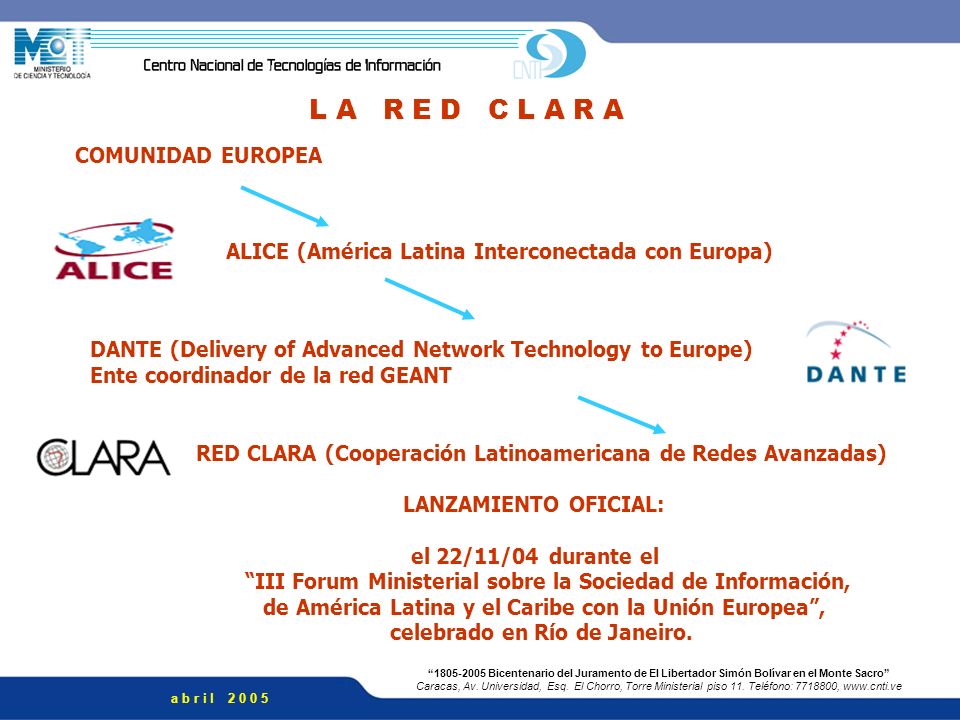 L A R E D C L A R A COMUNIDAD EUROPEA