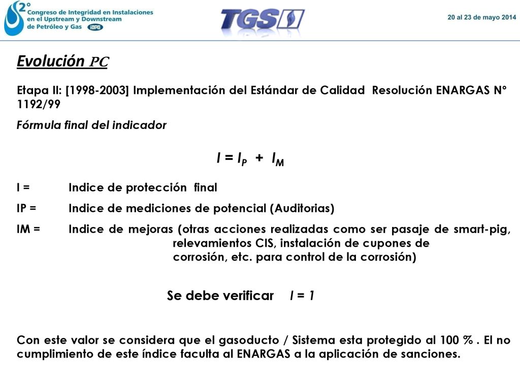 Evolución PC I = IP + IM Se debe verificar I = 1