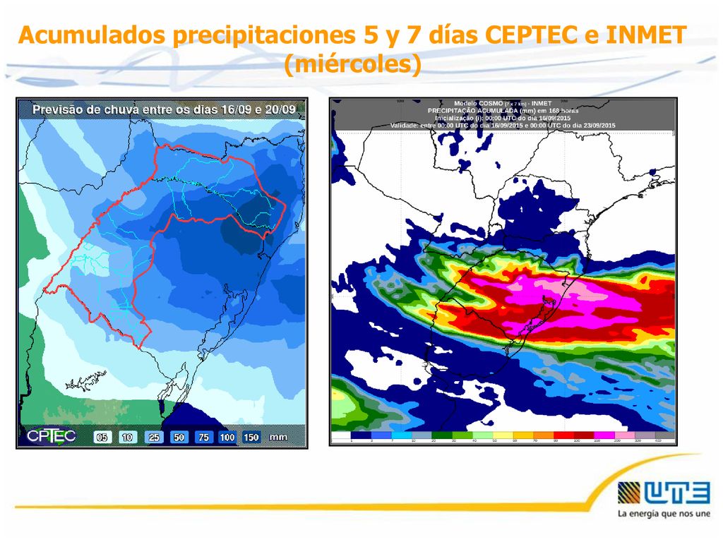 Acumulados precipitaciones 5 y 7 días CEPTEC e INMET (miércoles)