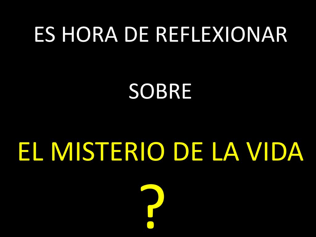ES HORA DE REFLEXIONAR SOBRE EL MISTERIO DE LA VIDA