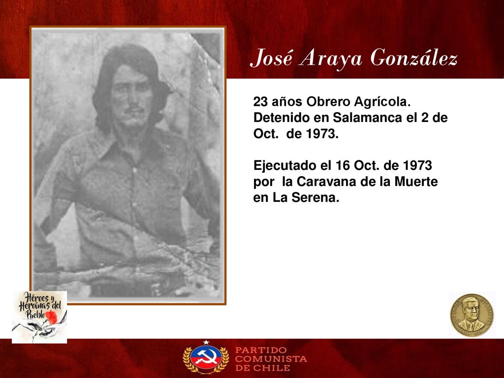 José Araya González 23 años Obrero Agrícola. Detenido en Salamanca el 2 de Oct. de