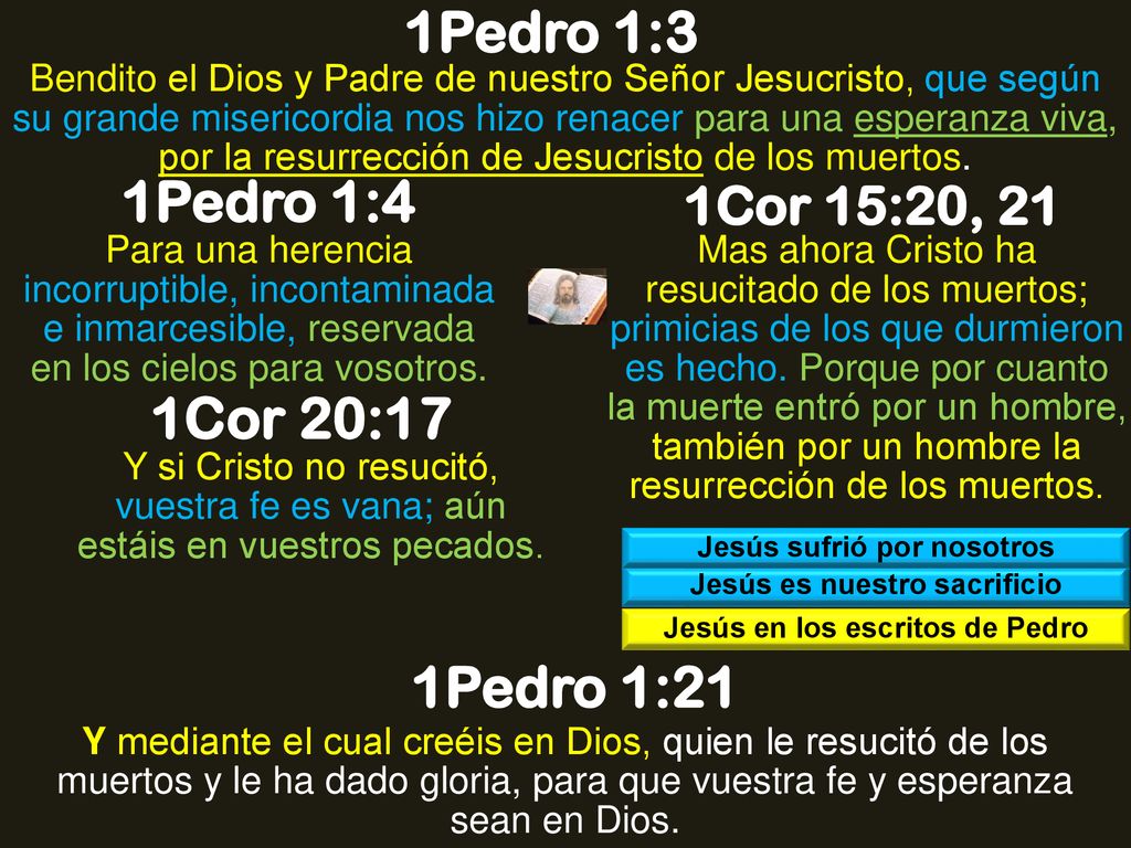 1Pedro 1:3 1Pedro 1:4 1Cor 20:17 1Pedro 1:21
