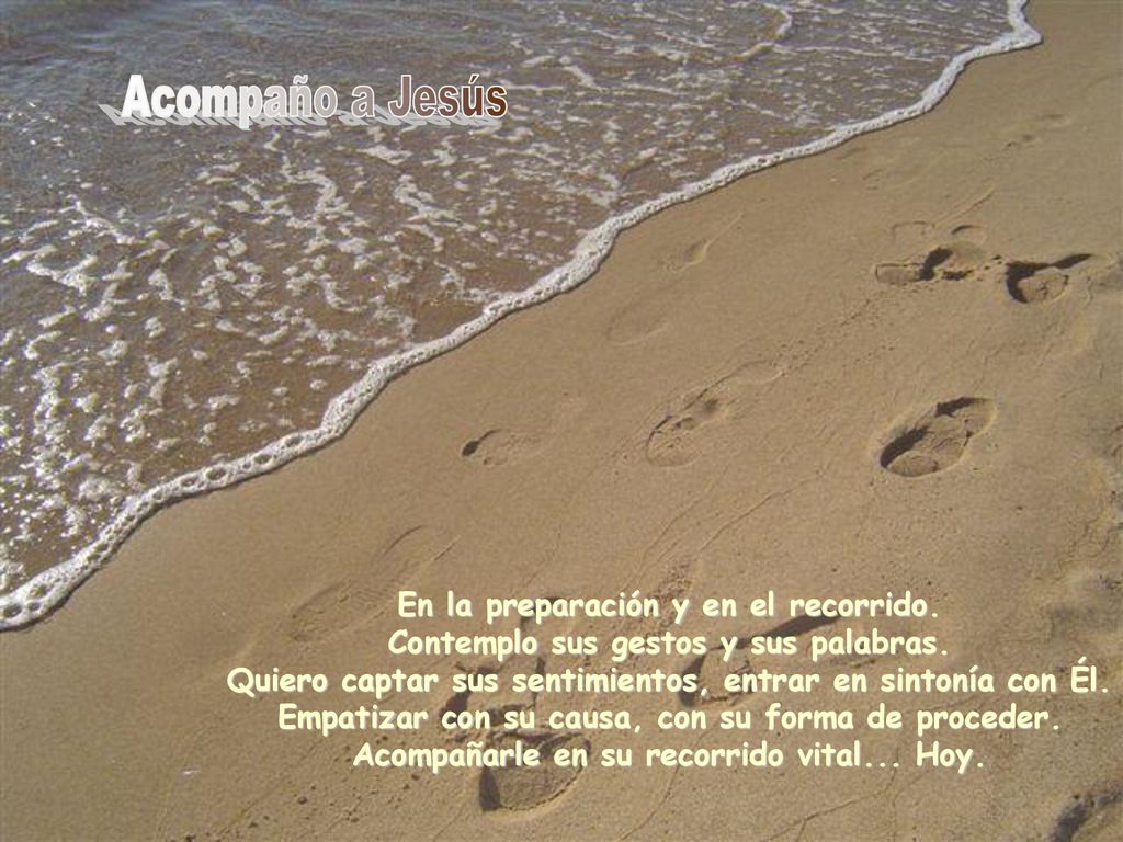 Acompaño a Jesús En la preparación y en el recorrido. Contemplo sus gestos y sus palabras.