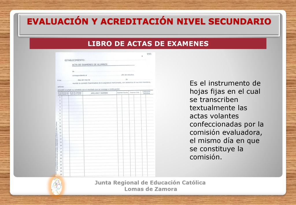 EVALUACIÓN Y ACREDITACIÓN NIVEL SECUNDARIO LIBRO DE ACTAS DE EXAMENES